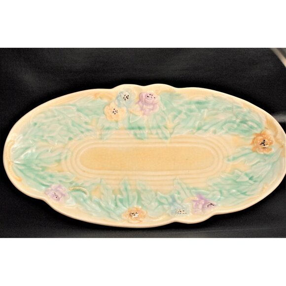 Floral Relief Console Bowl / Platter Avon Ware Made in England - Picture 1 of 6